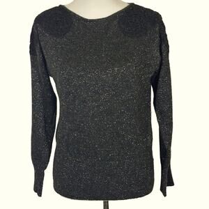 Elle blk/silver metallic sweater w lace shoulder Sz M